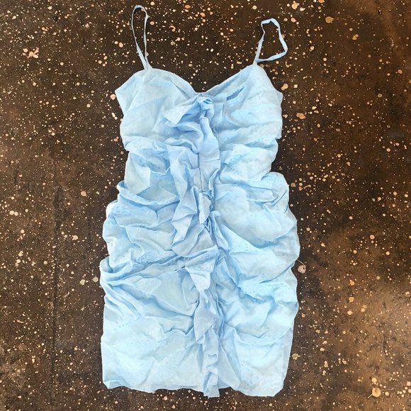 CARMEN MARCH Ruffle Mini Dress Blue - Picture 4 of 6